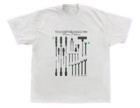 a white t - shirt with tools on it